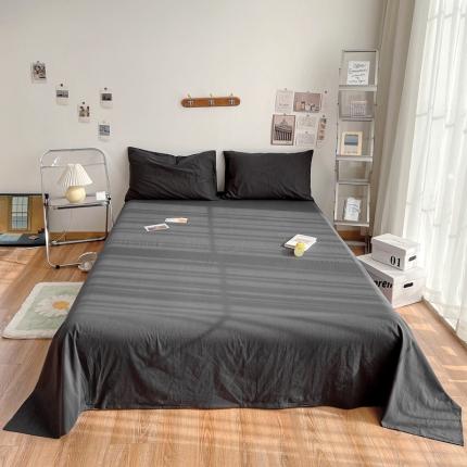 91家纺网 家纺一手货源 找家纺 安莱生活 2021新款全棉水洗棉单床单 铁灰