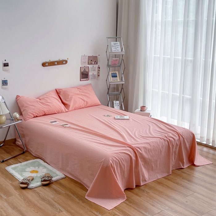 91家纺网 家纺一手货源 找家纺 安莱生活 2021新款全棉水洗棉单床单 纯粉