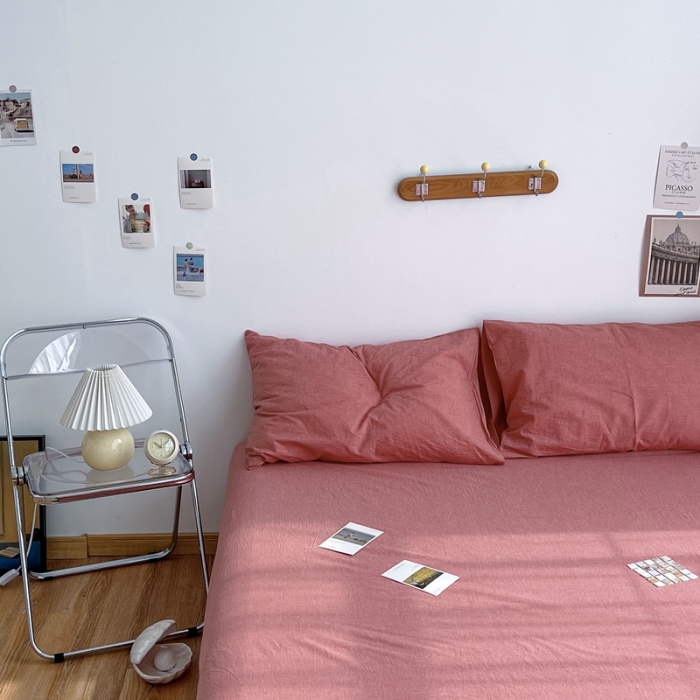 91家纺网 家纺一手货源 找家纺 安莱生活 2021新款全棉水洗棉单床单 大红