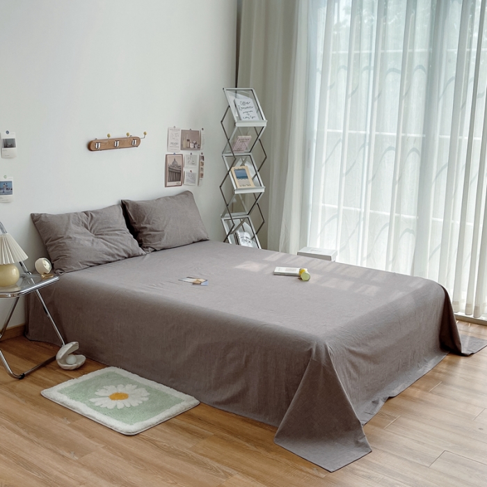 91家纺网 家纺一手货源 找家纺 安莱生活 2021新款全棉水洗棉单床单 咖啡