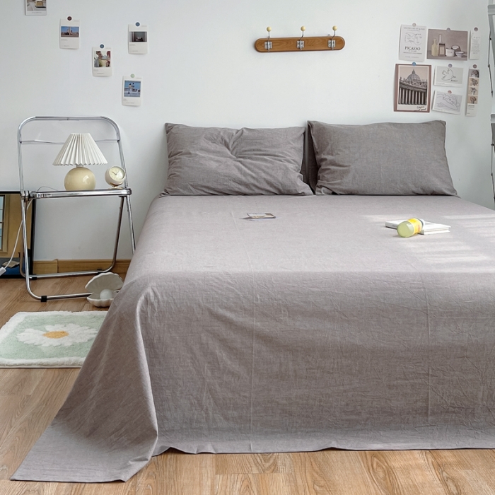 91家纺网 家纺一手货源 找家纺 安莱生活 2021新款全棉水洗棉单床单 咖啡