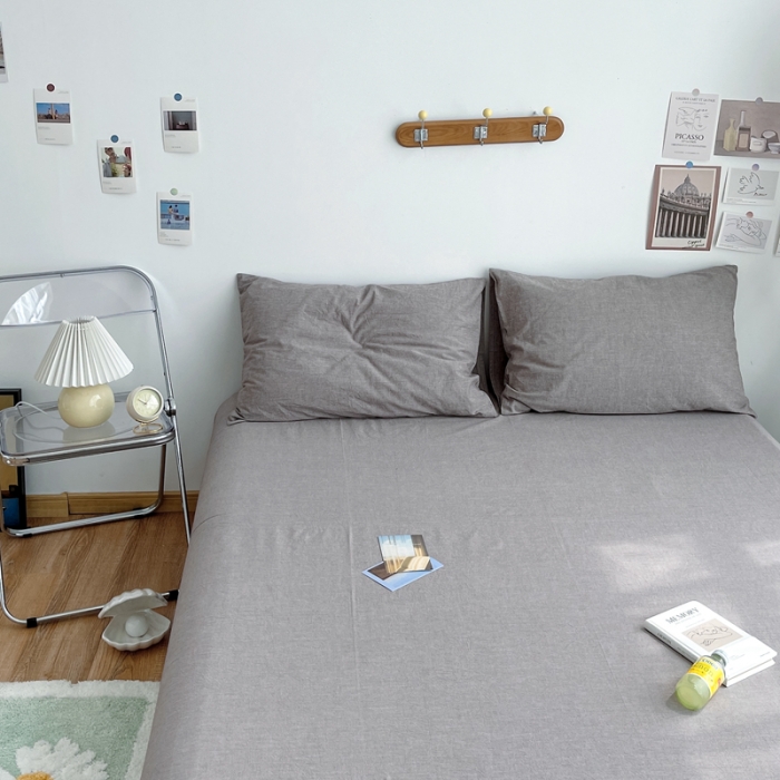 91家纺网 家纺一手货源 找家纺 安莱生活 2021新款全棉水洗棉单床单 咖啡