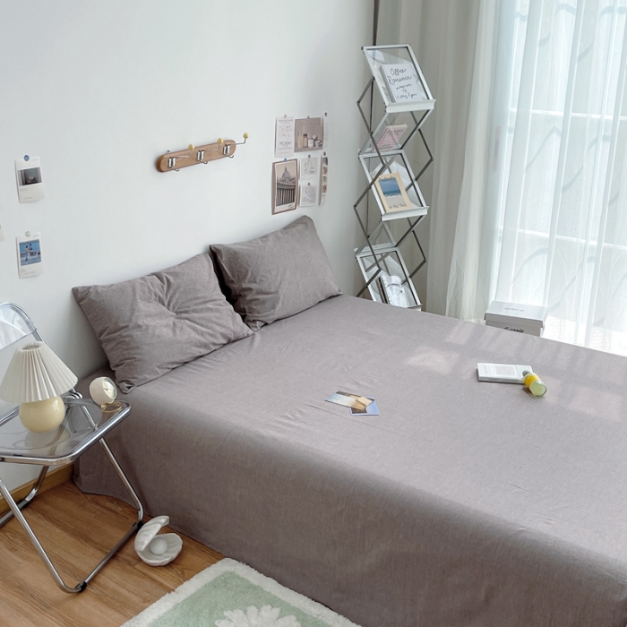 91家纺网 家纺一手货源 找家纺 安莱生活 2021新款全棉水洗棉单床单 咖啡