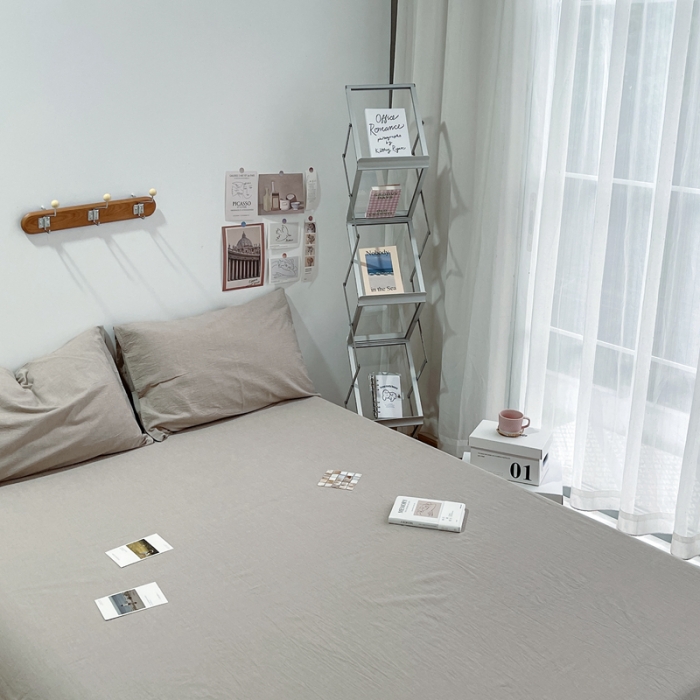 91家纺网 家纺一手货源 找家纺 安莱生活 2021新款全棉水洗棉单床单 卡其