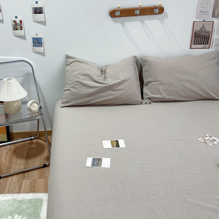 91家纺网 家纺一手货源 找家纺 安莱生活 2021新款全棉水洗棉单床单 卡其