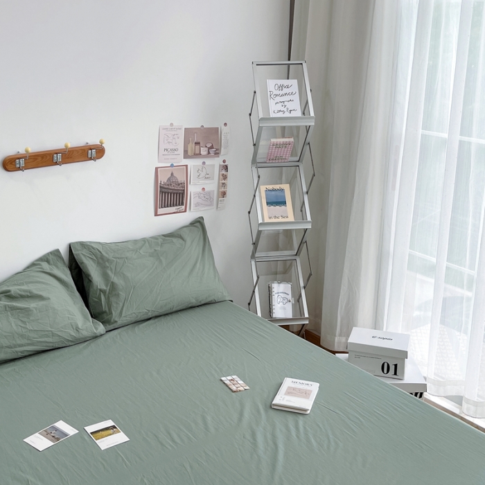 91家纺网 家纺一手货源 找家纺 安莱生活 2021新款全棉水洗棉单床单 抹茶