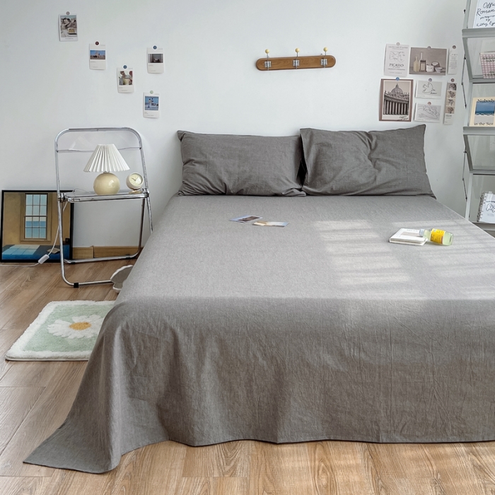 91家纺网 家纺一手货源 找家纺 安莱生活 2021新款全棉水洗棉单床单 浅灰