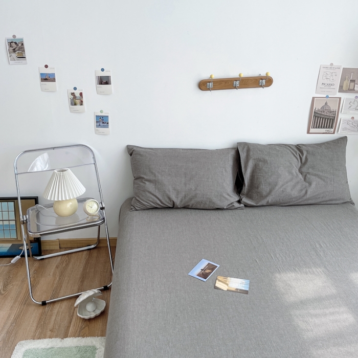 91家纺网 家纺一手货源 找家纺 安莱生活 2021新款全棉水洗棉单床单 浅灰