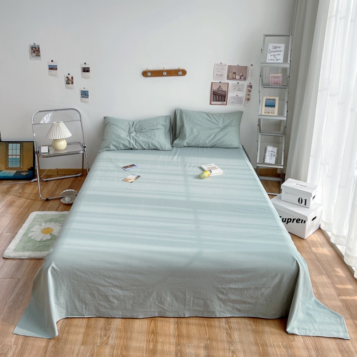 91家纺网 家纺一手货源 找家纺 安莱生活 2021新款全棉水洗棉单床单 青柠