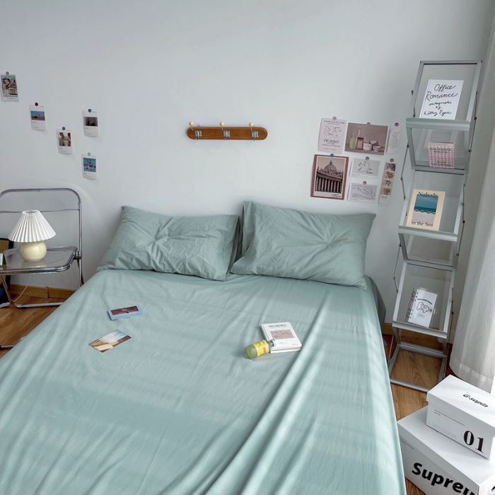 91家纺网 家纺一手货源 找家纺 安莱生活 2021新款全棉水洗棉单床单 青柠