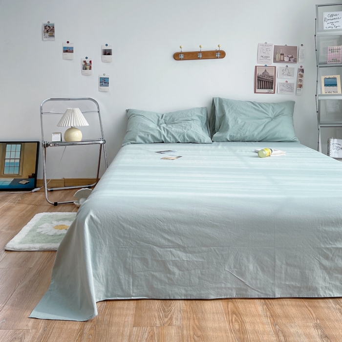 91家纺网 家纺一手货源 找家纺 安莱生活 2021新款全棉水洗棉单床单 青柠