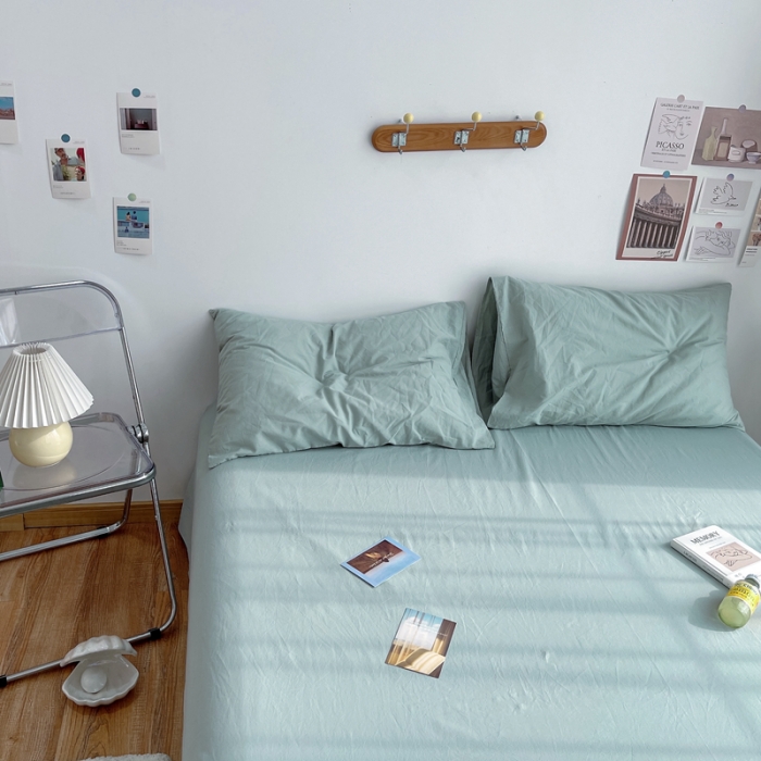 91家纺网 家纺一手货源 找家纺 安莱生活 2021新款全棉水洗棉单床单 青柠