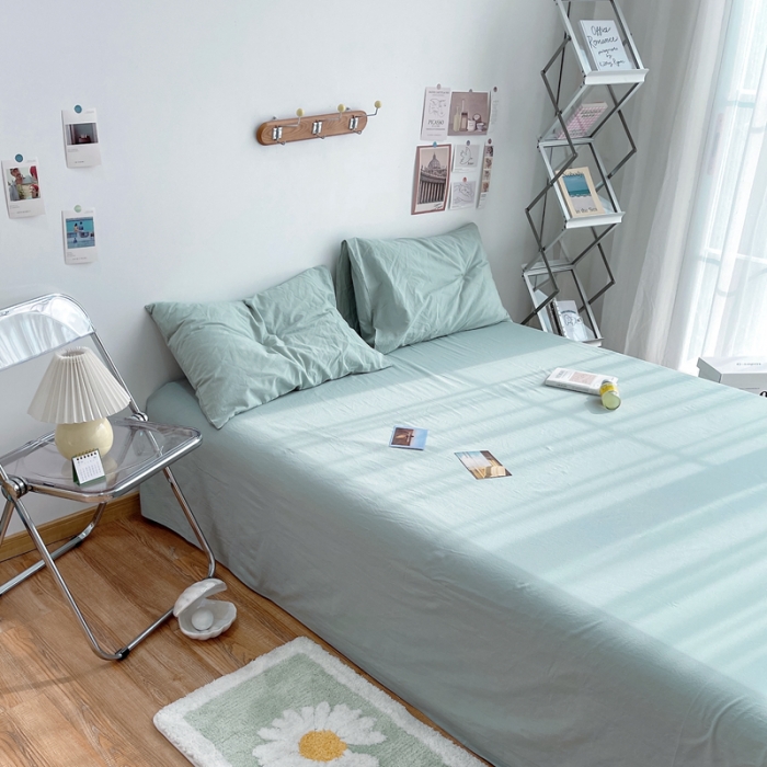 91家纺网 家纺一手货源 找家纺 安莱生活 2021新款全棉水洗棉单床单 青柠