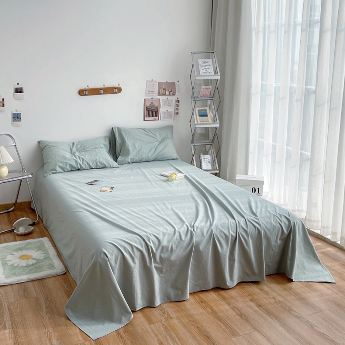 91家纺网 家纺一手货源 找家纺 安莱生活 2021新款全棉水洗棉单床单 青柠