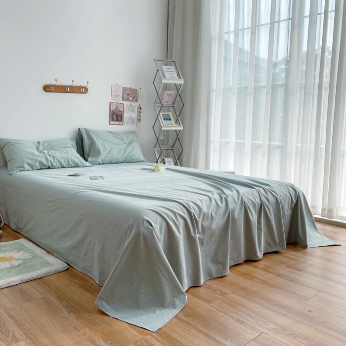 91家纺网 家纺一手货源 找家纺 安莱生活 2021新款全棉水洗棉单床单 青柠