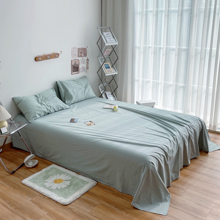 91家纺网 家纺一手货源 找家纺 安莱生活 2021新款全棉水洗棉单床单 青柠