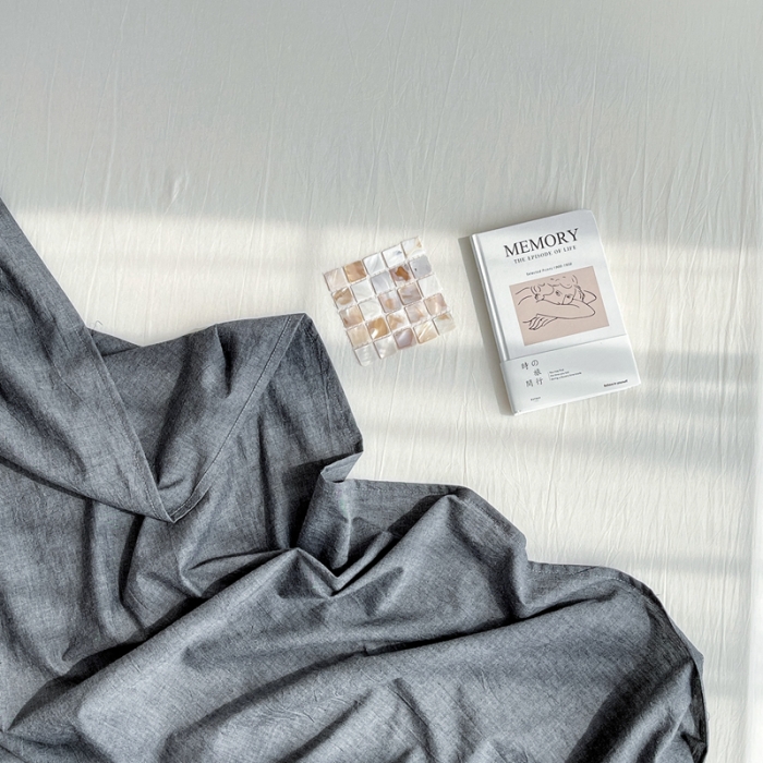 91家纺网 家纺一手货源 找家纺 安莱生活 2021新款全棉水洗棉单床单 深灰