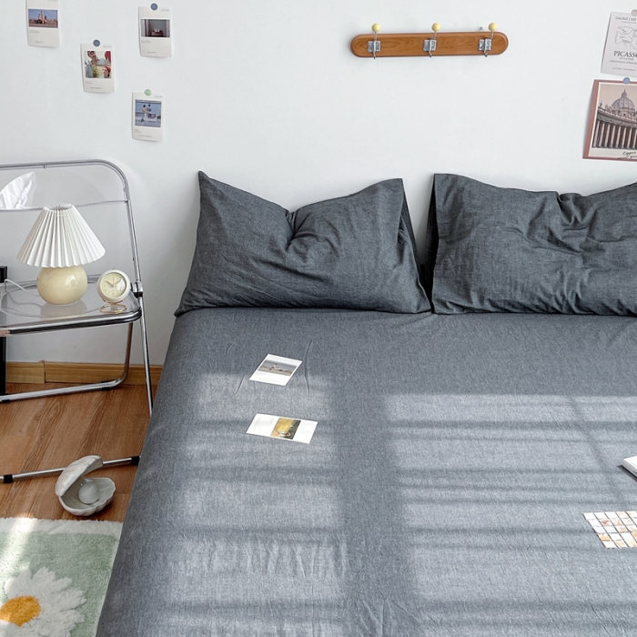 91家纺网 家纺一手货源 找家纺 安莱生活 2021新款全棉水洗棉单床单 深灰