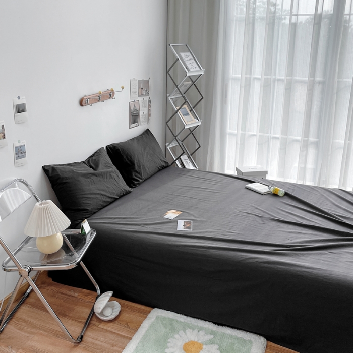 91家纺网 家纺一手货源 找家纺 安莱生活 2021新款全棉水洗棉单床单 铁灰