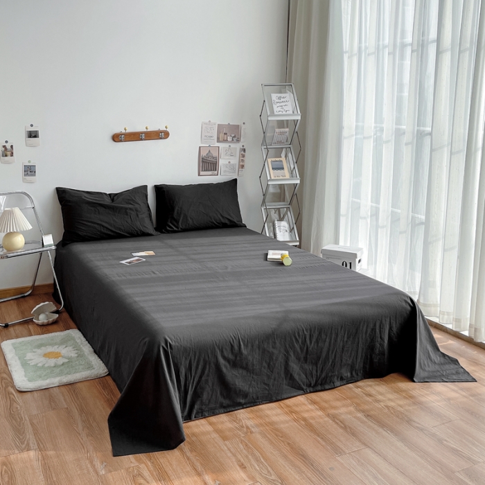 91家纺网 家纺一手货源 找家纺 安莱生活 2021新款全棉水洗棉单床单 铁灰