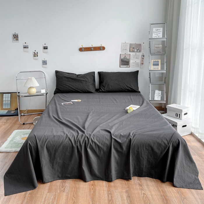 91家纺网 家纺一手货源 找家纺 安莱生活 2021新款全棉水洗棉单床单 铁灰