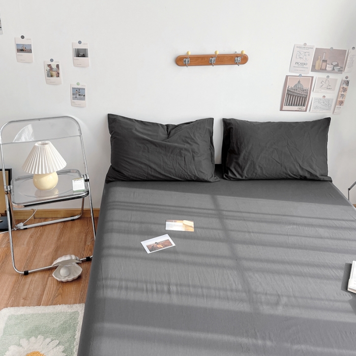 91家纺网 家纺一手货源 找家纺 安莱生活 2021新款全棉水洗棉单床单 铁灰