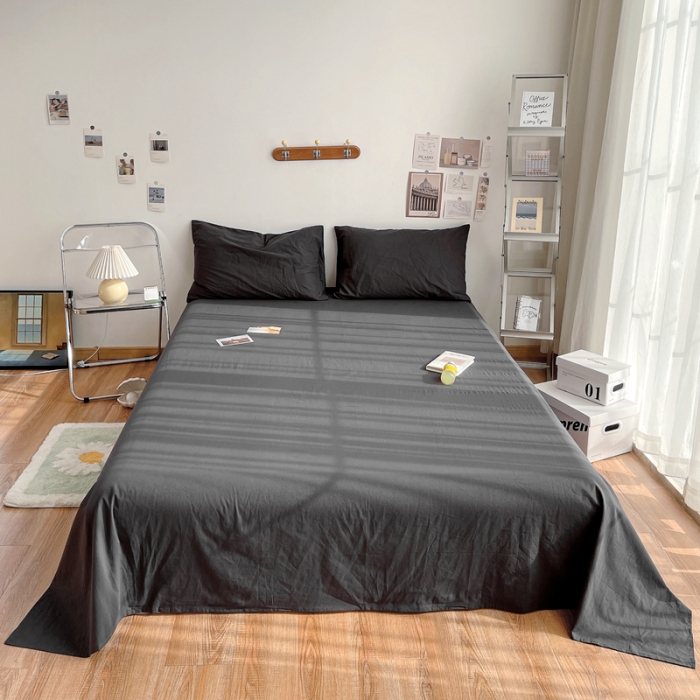 91家纺网 家纺一手货源 找家纺 安莱生活 2021新款全棉水洗棉单床单 铁灰