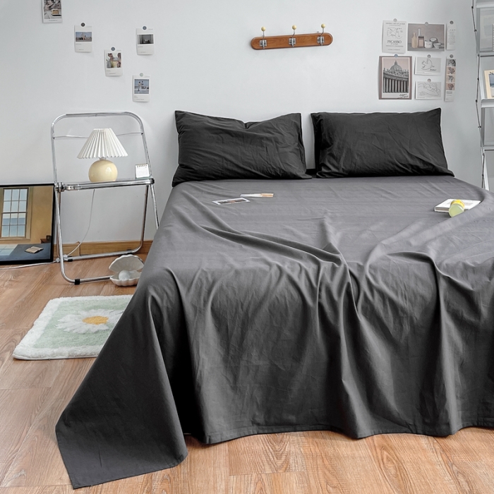 91家纺网 家纺一手货源 找家纺 安莱生活 2021新款全棉水洗棉单床单 铁灰