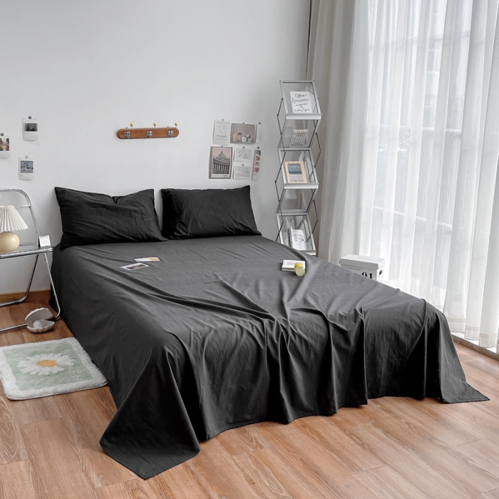 91家纺网 家纺一手货源 找家纺 安莱生活 2021新款全棉水洗棉单床单 铁灰