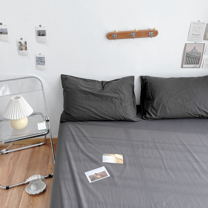 91家纺网 家纺一手货源 找家纺 安莱生活 2021新款全棉水洗棉单床单 铁灰