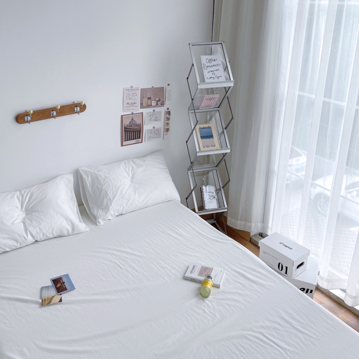 91家纺网 家纺一手货源 找家纺 安莱生活 2021新款全棉水洗棉单床单 盐白