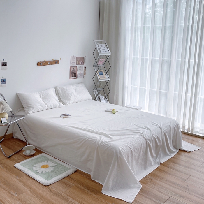 91家纺网 家纺一手货源 找家纺 安莱生活 2021新款全棉水洗棉单床单 盐白