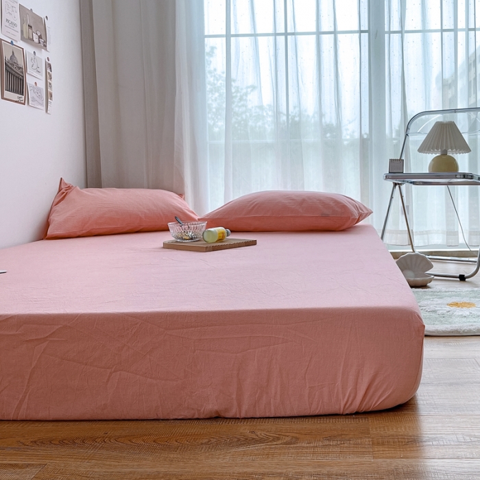 91家纺网 家纺一手货源 找家纺 安莱生活 2021新款全棉水洗棉单床笠 纯粉