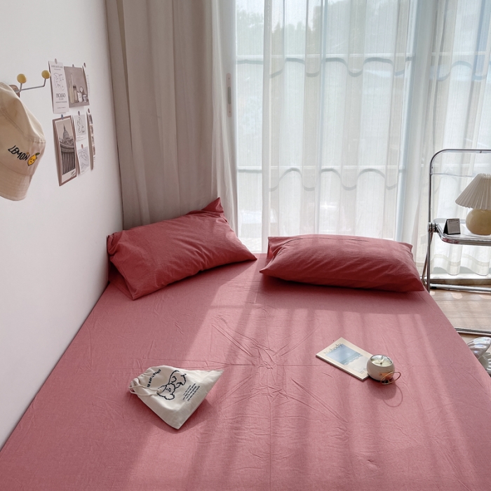 91家纺网 家纺一手货源 找家纺 安莱生活 2021新款全棉水洗棉单床笠 大红