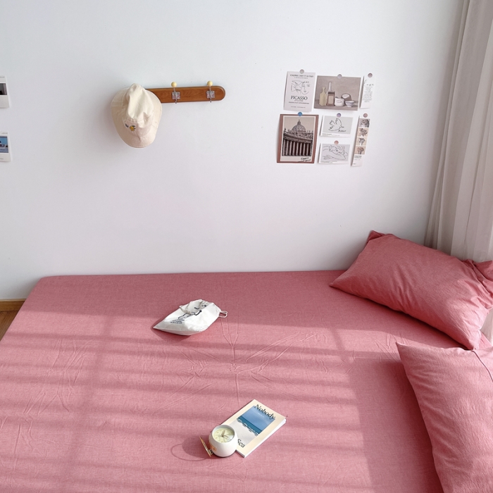 91家纺网 家纺一手货源 找家纺 安莱生活 2021新款全棉水洗棉单床笠 大红