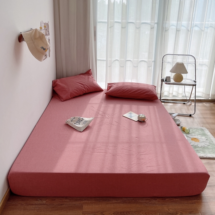 91家纺网 家纺一手货源 找家纺 安莱生活 2021新款全棉水洗棉单床笠 大红