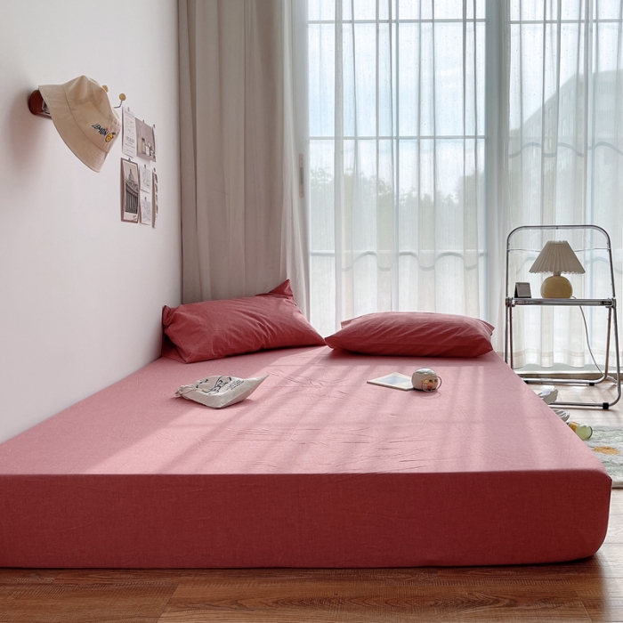 91家纺网 家纺一手货源 找家纺 安莱生活 2021新款全棉水洗棉单床笠 大红