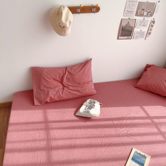 91家纺网 家纺一手货源 找家纺 安莱生活 2021新款全棉水洗棉单床笠 大红