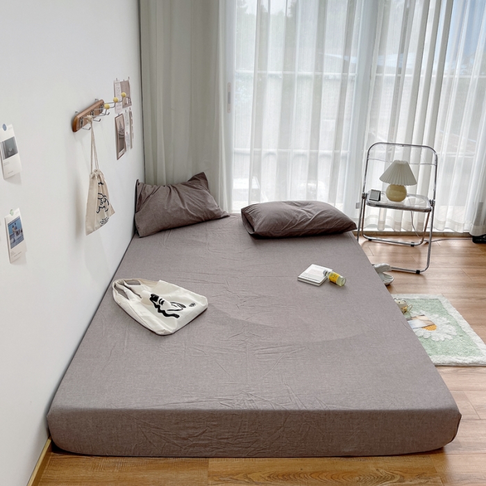 91家纺网 家纺一手货源 找家纺 安莱生活 2021新款全棉水洗棉单床笠 咖啡