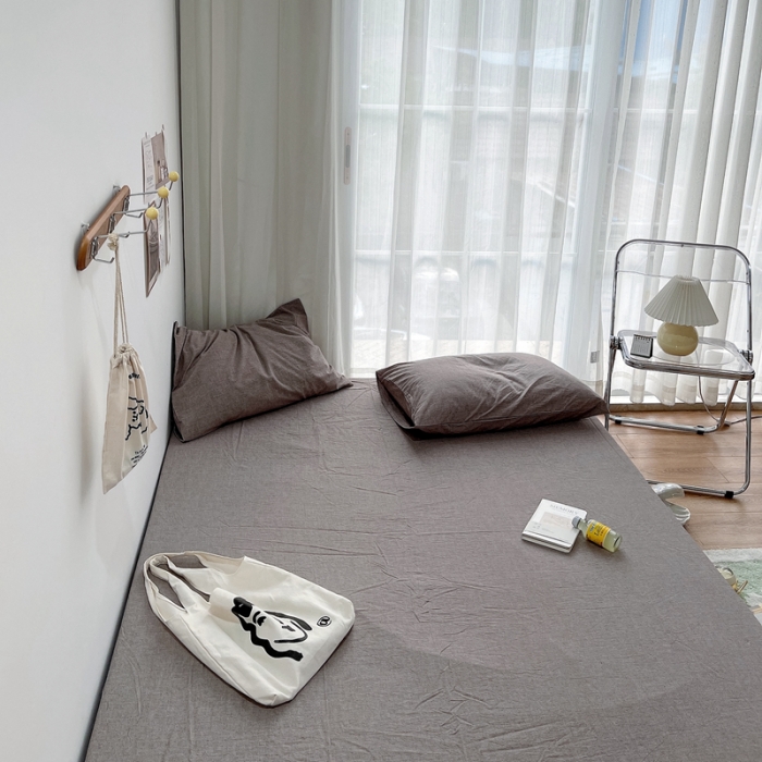 91家纺网 家纺一手货源 找家纺 安莱生活 2021新款全棉水洗棉单床笠 咖啡