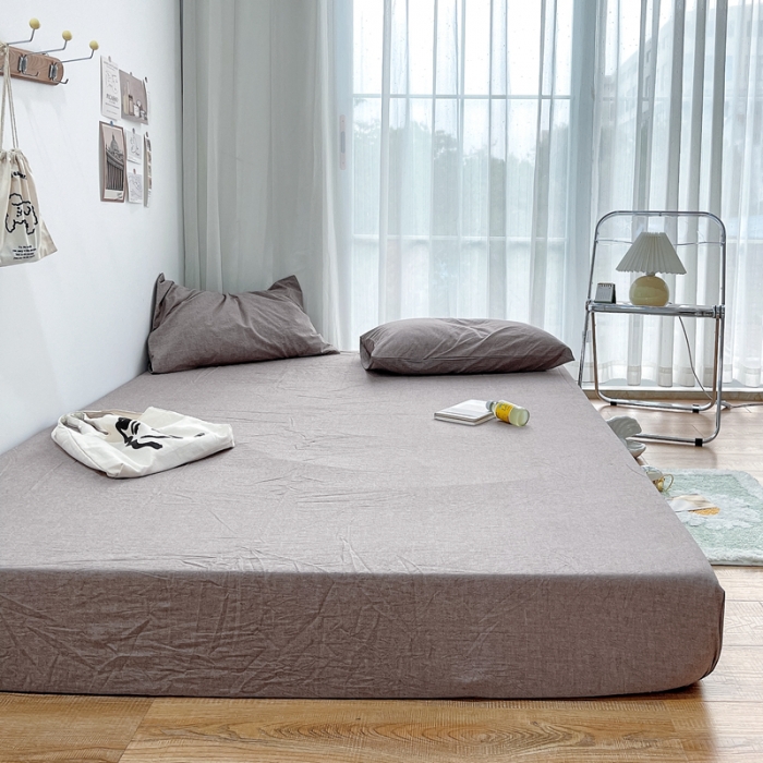 91家纺网 家纺一手货源 找家纺 安莱生活 2021新款全棉水洗棉单床笠 咖啡