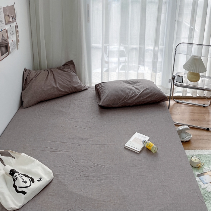 91家纺网 家纺一手货源 找家纺 安莱生活 2021新款全棉水洗棉单床笠 咖啡