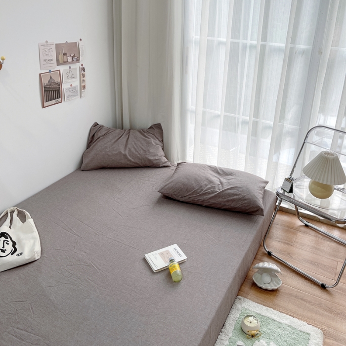 91家纺网 家纺一手货源 找家纺 安莱生活 2021新款全棉水洗棉单床笠 咖啡