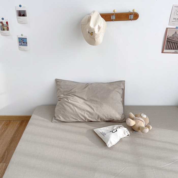 91家纺网 家纺一手货源 找家纺 安莱生活 2021新款全棉水洗棉单床笠 卡其