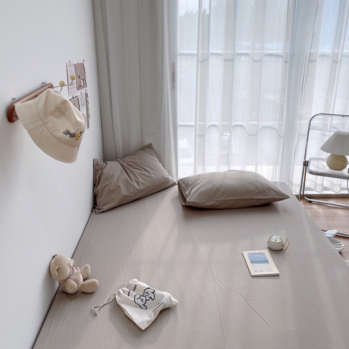 91家纺网 家纺一手货源 找家纺 安莱生活 2021新款全棉水洗棉单床笠 卡其