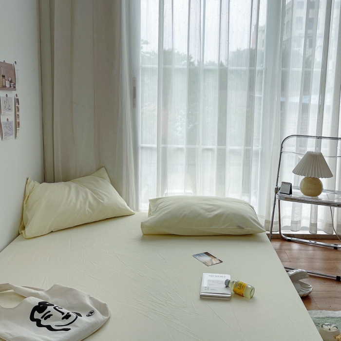 91家纺网 家纺一手货源 找家纺 安莱生活 2021新款全棉水洗棉单床笠 奶黄