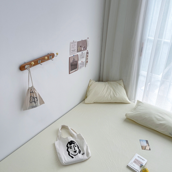 91家纺网 家纺一手货源 找家纺 安莱生活 2021新款全棉水洗棉单床笠 奶黄