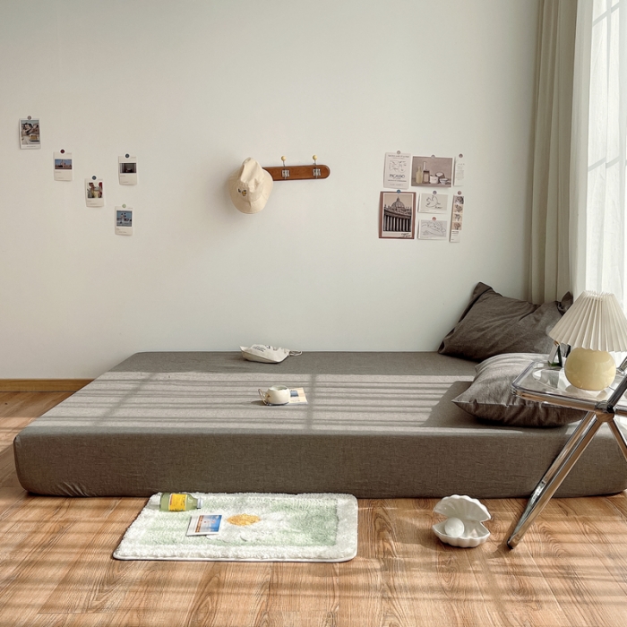 91家纺网 家纺一手货源 找家纺 安莱生活 2021新款全棉水洗棉单床笠 浅灰