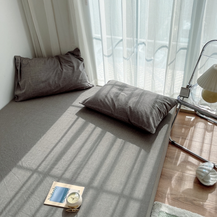 91家纺网 家纺一手货源 找家纺 安莱生活 2021新款全棉水洗棉单床笠 浅灰