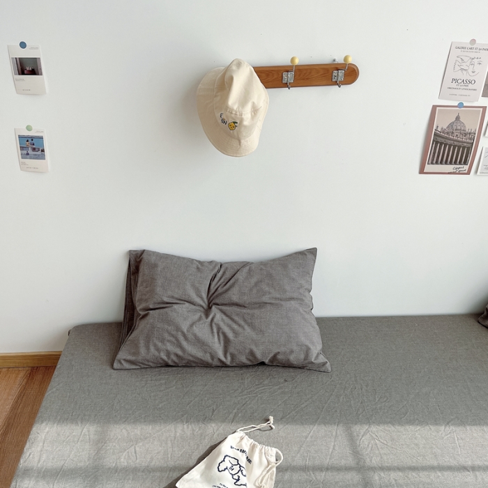 91家纺网 家纺一手货源 找家纺 安莱生活 2021新款全棉水洗棉单床笠 浅灰